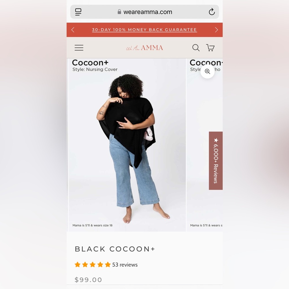 We Are AMMA Cocoon Nursing Cover in black